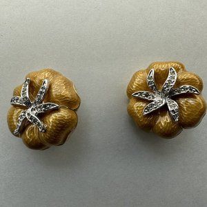Judith Leiber Clip On Earrings Vintage  Orange